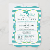 ドルフィン、エレガントテーマ航海のベビーシャワー 招待状 (正面)