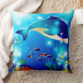 ドルフィン&シーカラフルライフデジタルイラストレーション クッション (ブランケット)