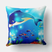 ドルフィン&シーカラフルライフデジタルイラストレーション クッション (裏面)