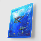 ドルフィン・ワールド・ウインド・オン・ザ・ウォーター スクエア壁時計 (傾斜)