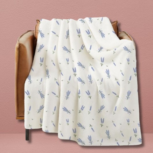 ドルムラベンダーワイルドフラワーフローラルパターン フリースブランケット