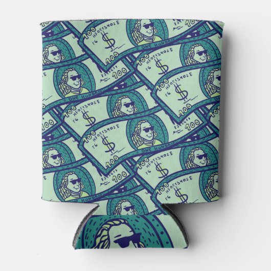 ドル紙幣：シームレスなマネーパターン 缶クーラー (正面)