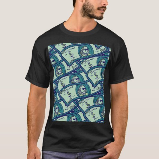 ドル紙幣:シームレスなマネーパターン Tシャツ (正面)