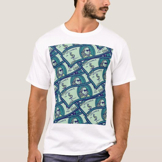 ドル紙幣：シームレスなマネーパターン Tシャツ (正面)