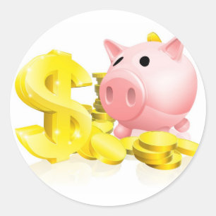 ドル記号の貯金箱 ラウンドシール