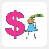ドル記号を付けた少女 スクエアシール (正面)
