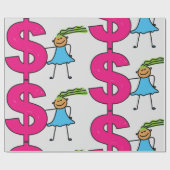 ドル記号を付けた少女 ラッピングペーパー (フラット)