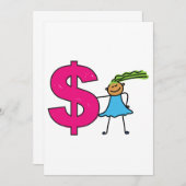 ドル記号を持つ女の子 招待状 (正面/裏面)