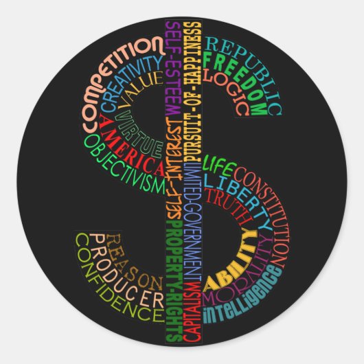 ドル記号ステッカー ラウンドシール (正面)