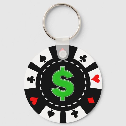 ドル記号トランプのポーカーチップ キーホルダー (正面)
