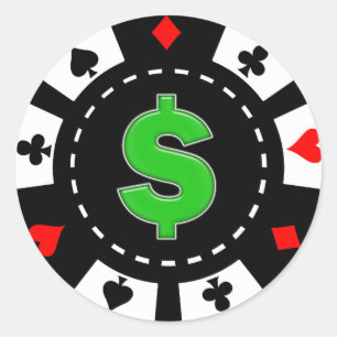 ドル記号トランプのポーカーチップ ラウンドシール