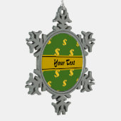 ドル記号パターンオーナメント スノーフレークピューターオーナメント (左)