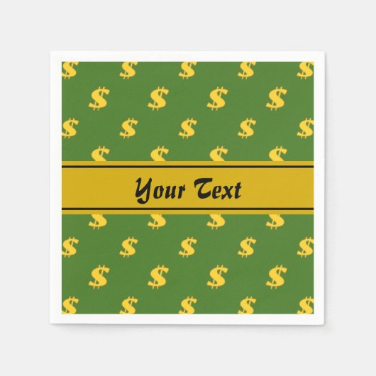 ドル記号パターン紙ナプキンス スタンダードカクテルナプキン (正面)