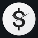 ドル記号 |アシンプルルファベモダンット ラージ壁時計<br><div class="desc">白地に黒ドルのサインイシンプルン・モダンスタイルが表示されます。
「クリック  カスタマイズ   」ボタンをクリックして、デザインをカスタマイズし、任意の色を選択して独自の文字を追加します。

一致するアイテムはストアでも利用できます。</div>