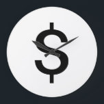 ドル記号 |アシンプルルファベモダンット ラージ壁時計<br><div class="desc">白地に黒ドルのサインイシンプルン・モダンスタイルが表示されます。
「クリック  カスタマイズ   」ボタンをクリックして、デザインをカスタマイズし、任意の色を選択して独自の文字を追加します。

一致するアイテムはストアでも利用できます。</div>