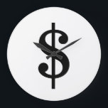 ドル記号|アルファベシンプルッモダント ラージ壁時計<br><div class="desc">白い背景に黒のドル記号をクラシックスタイルに入れます。
「クリックit」ボタンをクリックして、好きな色を選択し、独自のデザインを追加することで、文字をカスタマイズできます。

一致するアイテムはストアでも利用できます。</div>