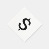 ドル記号 |アルファベシンプルルモダン スタンダードカクテルナプキン (角)