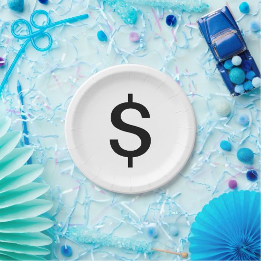 ドル記号 |アルファベシンプルルモダン ペーパープレート (パーティー)