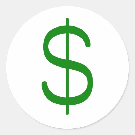 ドル記号$イエローグリーンピンク ラウンドシール (正面)