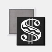 ドル記号 – 白 マグネット (正面/裏面)