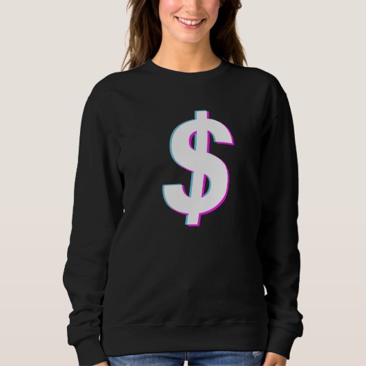 ドル記号Vaporwave審美的グリッチ スウェットシャツ (正面)