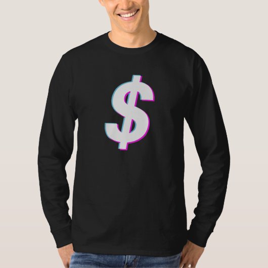 ドル記号Vaporwave審美的グリッチ Tシャツ (正面)