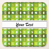 ドル通貨記号パターン スクエアペーパーコースター (正面)