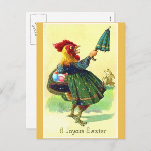 ドレおもしろいスはがきヴィンテージイースターの鶏 シーズンポストカード (正面/裏面)
