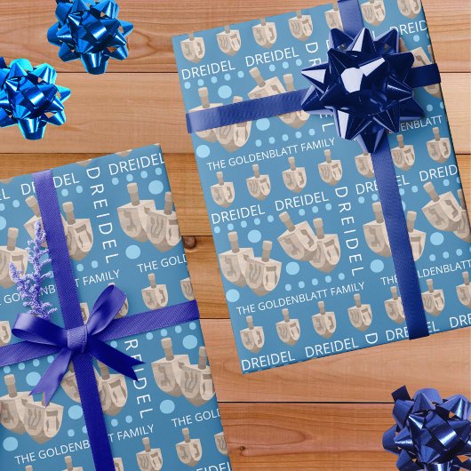 ドレイデル素朴オークカワイハヌカパーソナライズされたー ラッピングペーパー