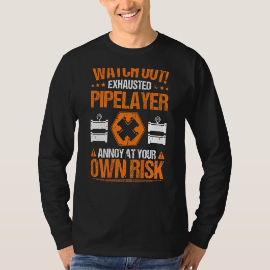 ドレインレイヤー自己責任パイプ設置作業員 Tシャツ (正面)