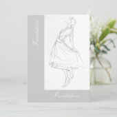 ドレエレガントスの女性の鉛筆スケッチ 招待状 (スタンド正面)