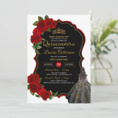 ドレエレガントスキンセアニェラレッドローゼブラック&金ゴールド 招待状 (スタンド正面)