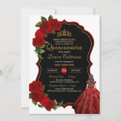 ドレエレガントスキンセアニェラレッドローゼブラック&金ゴールド 招待状 (正面)