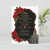 ドレエレガントスキンセアニェラレッドローゼブラック&金ゴールド 招待状 (スタンド正面)