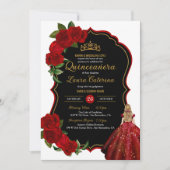 ドレエレガントスキンセアニェラレッドローゼブラック&金ゴールド 招待状 (正面)