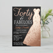 ドレエレガントススタイリッシュ |フォーティ&ファブラス誕生日 箔招待状 (立ち正面)