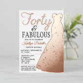 ドレエレガントススタイリッシュ |フォーティ&ファブラス誕生日 箔招待状 (立ち正面)
