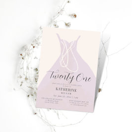 ドレエレガントスパールピンク赤面シック21歳の誕生日 招待状