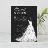 ドレエレガントスブラックSweet sixteen16誕生日 招待状 (スタンド正面)