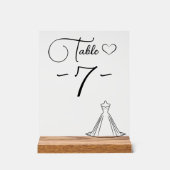ドレエレガントスモダンシルエットハートテーブル番号 アクリルサイン (正面)