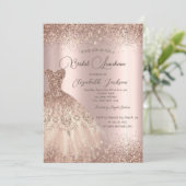 ドレエレガントス紙吹雪バラ金ゴールドブライダルルンチョン 招待状 (スタンド正面)