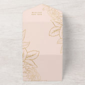 ドレエレガントス赤面と金ゴールドブライダルシャワー オールインワン招待状 (外側)