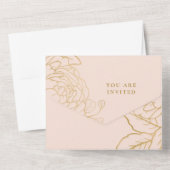 ドレエレガントス赤面と金ゴールドブライダルシャワー オールインワン招待状 (裏面)