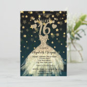 ドレエレガントス金ゴールドスターグリッタースウィート16パーティー 招待状 (スタンド正面)