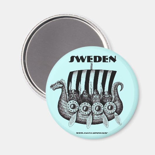 ドレカーペンインクアートのバイキングとスウェーデンの磁石 マグネット (正面/裏面)