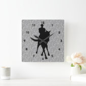 ドレサージュホース&ライダーシルエット スクエア壁時計 (ホーム)