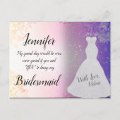 ドレスかわいらし付きブ結婚リメイドピンク ポストカード (正面)