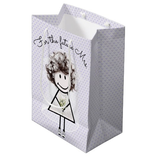 ドレスとスニーカーを着た花嫁の棒人間少女 ミディアムペーパーバッグ (正面アングル)