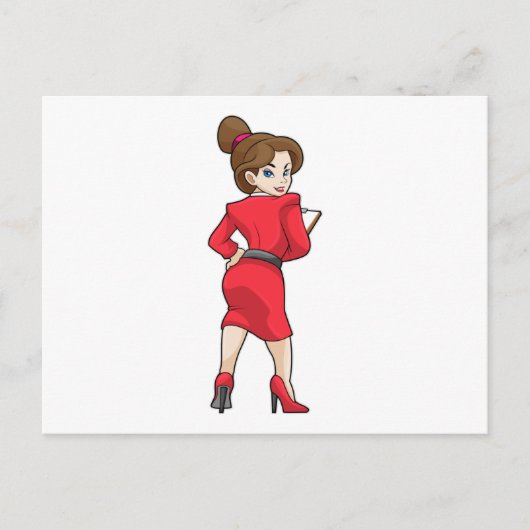 ドレスとハイヒールを履いた秘書 ポストカード (正面)