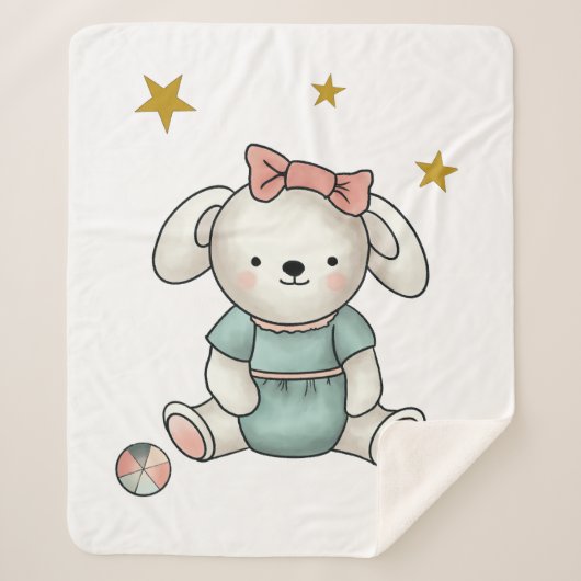 ドレスとリボンでテディ シェルパブランケット (正面)